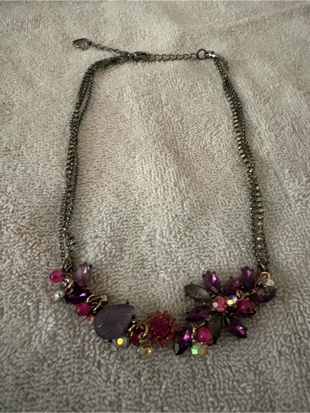 Betsey Johnson Statement Purple Floral Crystal Necklace - Women Jewelry